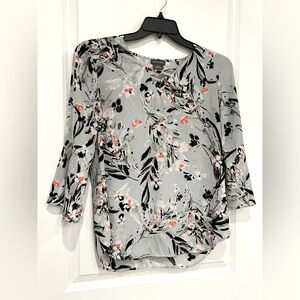 Floral Print Women's Top - Gray - size SP